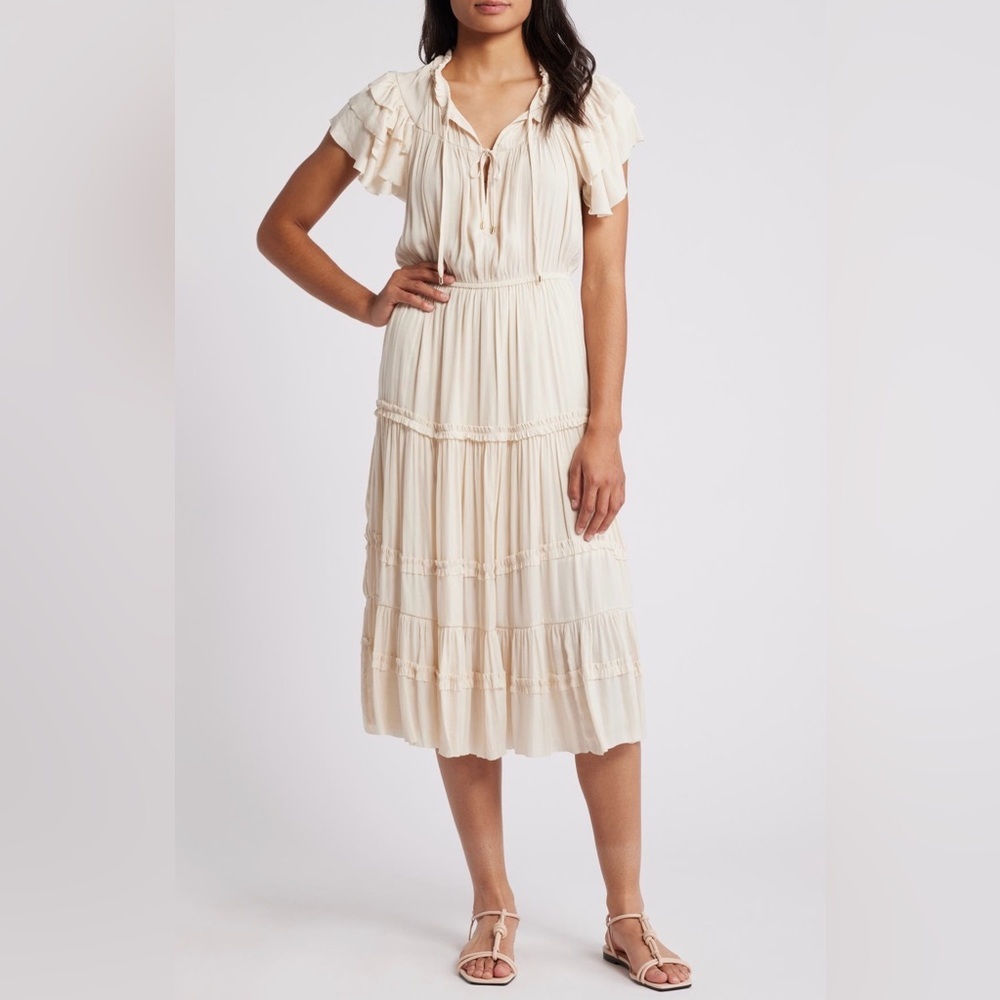 NWT Sam Edelman Tiered Ruffle Satin Dress